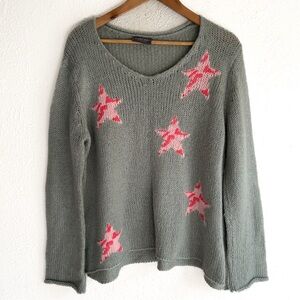 Wooden Ships Paola Buendia Star Knit Sweater S/M Gray Pink